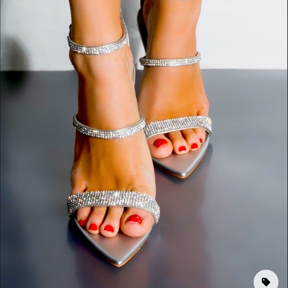 Shoes - Bedazzled open toe heels